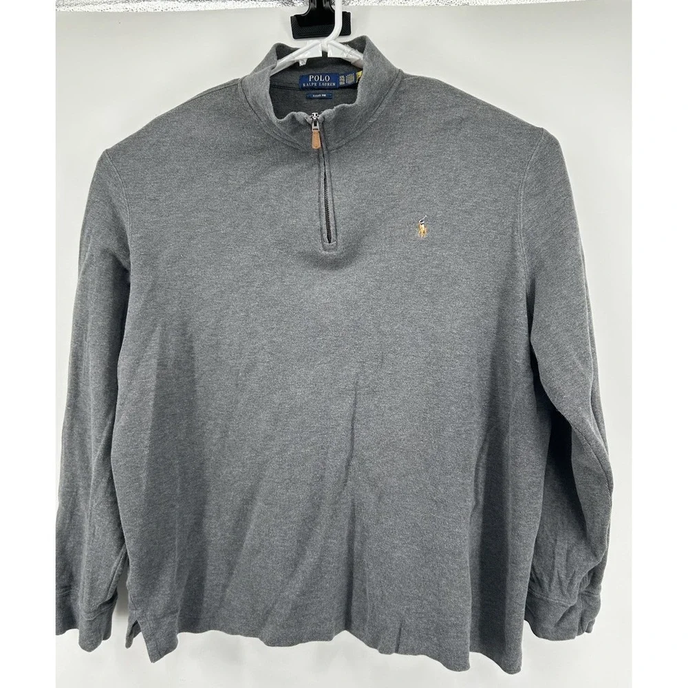 Polo Ralph Lauren Estate Rib Long‎ Sleeve Quarter Zip 2XL TTG EEG Gray